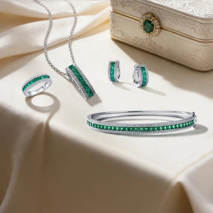 MUSHAN Luxury Jewelry 925 Sterling Silver Chain Pendant Necklace Lab Grown Emerald Ruby Gemstones Necklaces Pendants GRC Jewelry