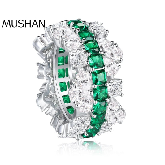 MuShan Designer Jewelry 925 Sterling Silver Ring Zircon 7A Oval Evening for Girls 18K Rose Gold Plated Fine Jewelry Rings