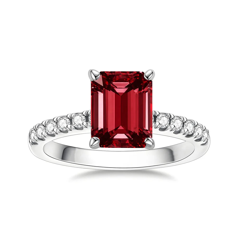 MuShan Designer Jewelry 925 Sterling Silver Ring Lab Grown Emerald Round Formal Ring for Women 18K Gold Plated Anniversary Rings