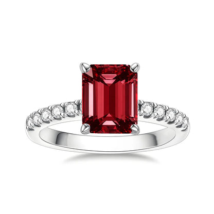 MuShan Designer Jewelry 925 Sterling Silver Ring Lab Grown Emerald Round Formal Ring for Women 18K Gold Plated Anniversary Rings