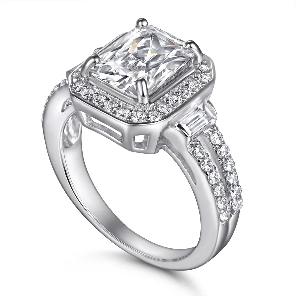 MuShan Jewelry 925 Sterling Silver Rings Bands Engagement Ring 5A Cubic Zirconia Romantic Rings Bands Anniversary  Women Gift