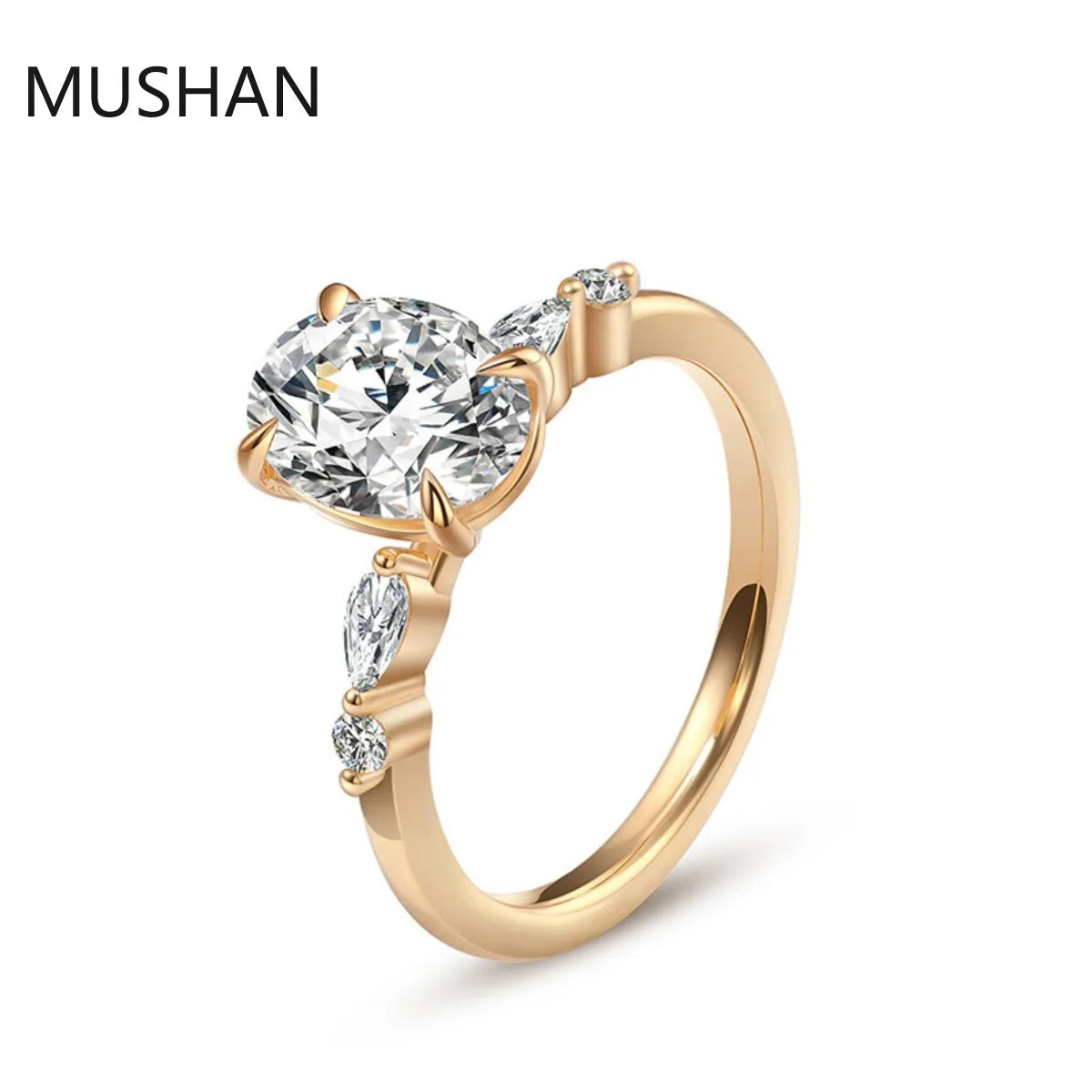 MUSHAN Luxury Custom 14K 18K Gold Rings Band Jewelry With Moissanite Diamond Lab Grown Gemstones Diamond Wedding Ring For Women