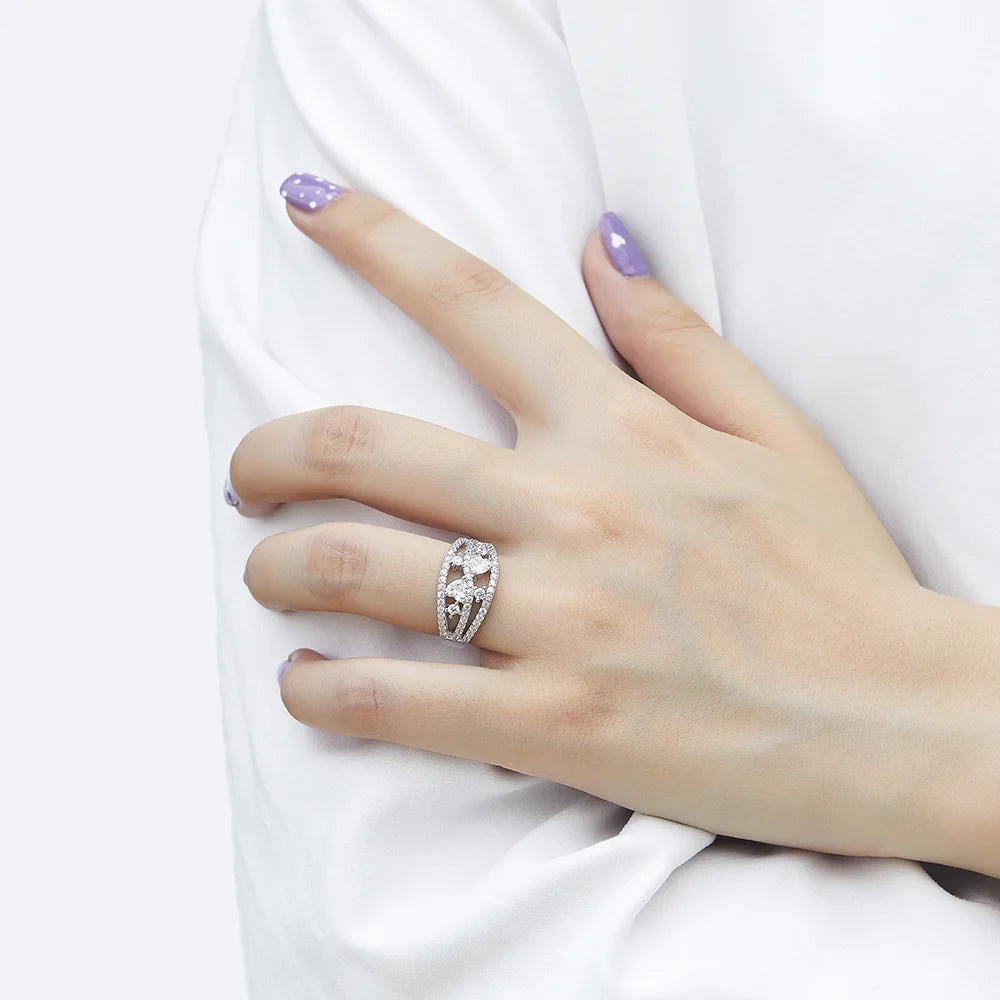 Anillo de plata de ley 925 MuShan Luxury Jewelry con circonita cúbica de grado 7A, corte cojín, joyería fina para mujer para oficina, chapado en oro auténtico