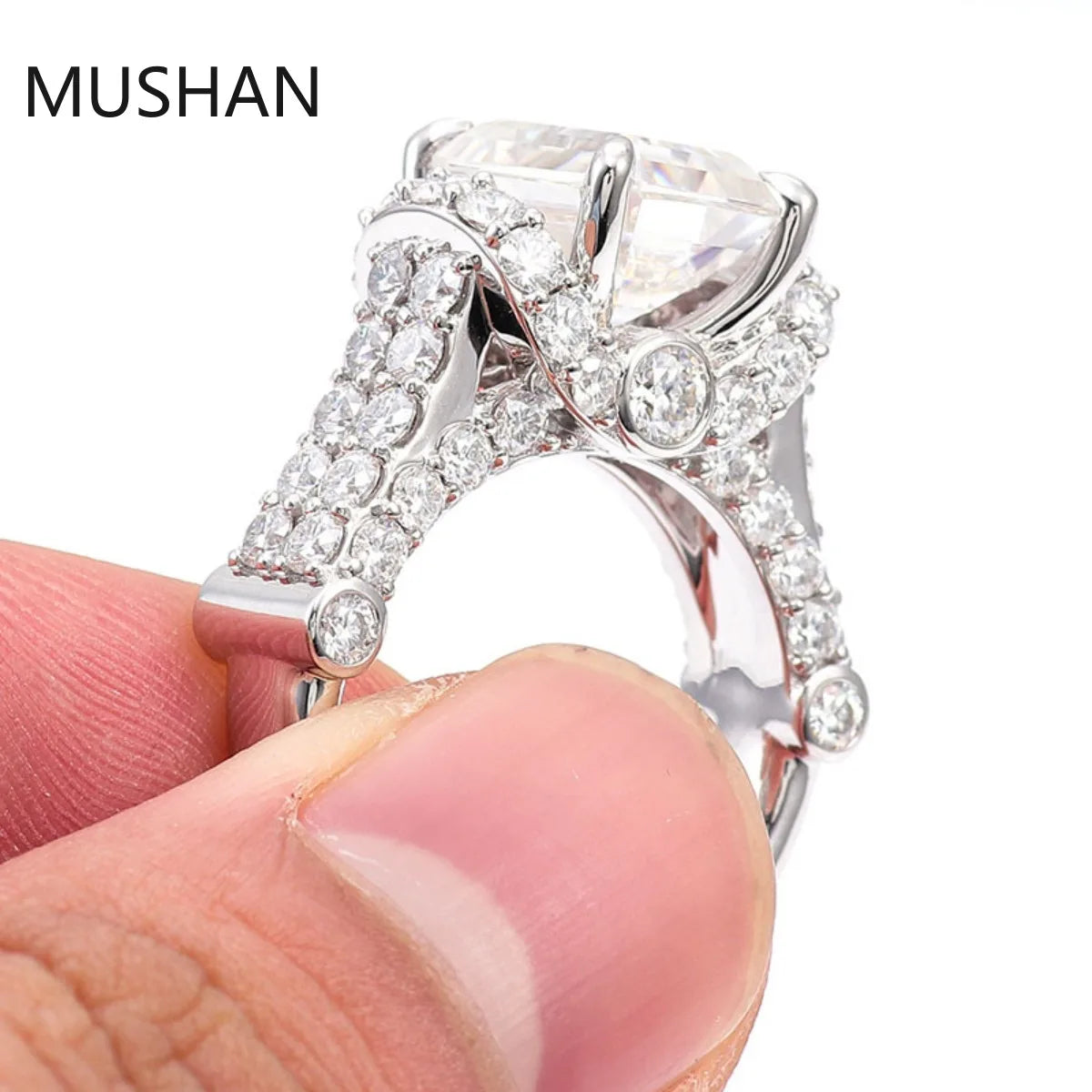 MUSHAN Luxury Custom 14K 18K Gold Rings Band Jewelry With Moissanite Diamond Lab Grown Gemstones Diamond Wedding Ring For Women