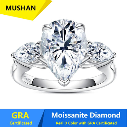 Bague MUSHAN Luxury Jewelry en argent sterling 925 pour femme, avec diamant moissanite certifié GRA de 3 ct ou 5 ct, couleur D, bijou de luxe