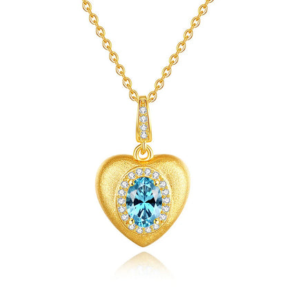 MuShan Luxury Jewelry 925 Sterling Silver Pendant Necklace 1CT Moissanite Birthday Girls Gold Vermeil MST Patent Rope Chain