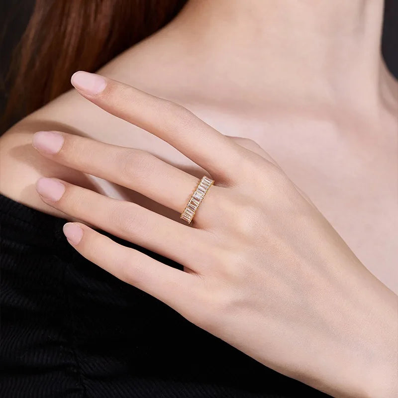 MUSHAN Luxury Jewelry 925 Sterling Silver Ring Band Women GRA Certificated Moissanite Diamond Emerald D Color Rings Fine Jewelry