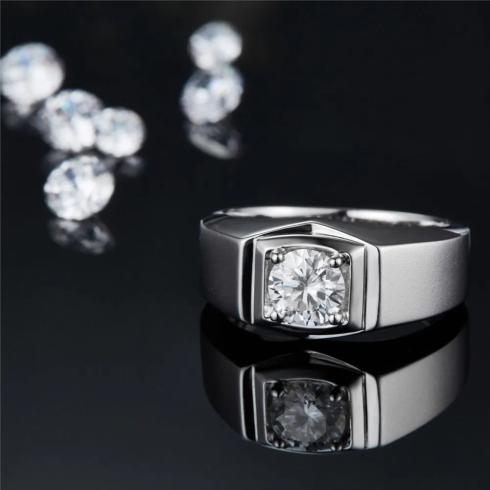 MuShan Designer Jewelry 925 Sterling Silver Ring VVS Moissanite Birthday Ring for Partner 18K Gold Plated MST Patent Jewellery