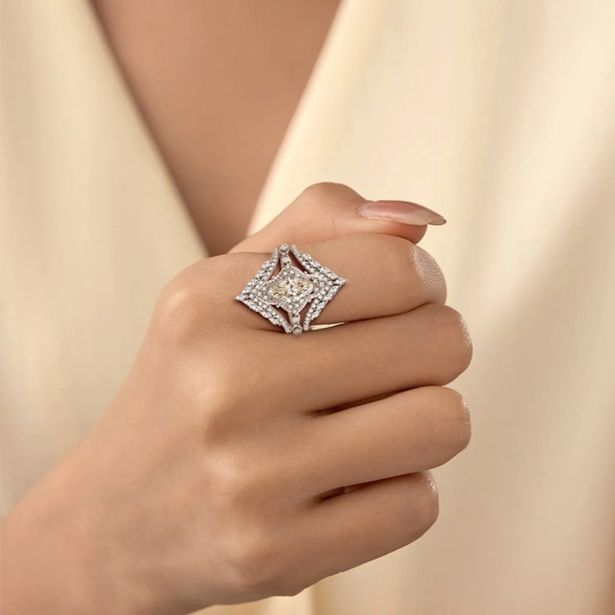 Bague MUSHAN Luxury Jewelry en argent sterling 925 pour femme, diamant moissanite taille émeraude certifié GRA, couleur D, joaillerie fine