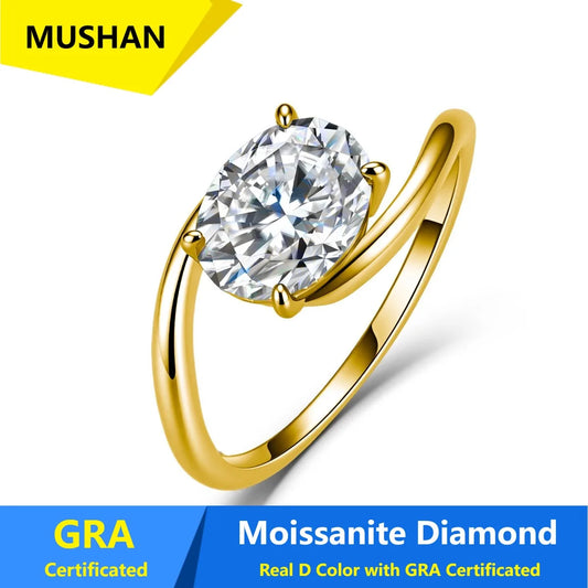 MUSHAN Luxury Jewelry 925 Sterling Silver Ring Band Women GRA Certificated Moissanite Diamond Emerald D Color Rings Fine Jewelry
