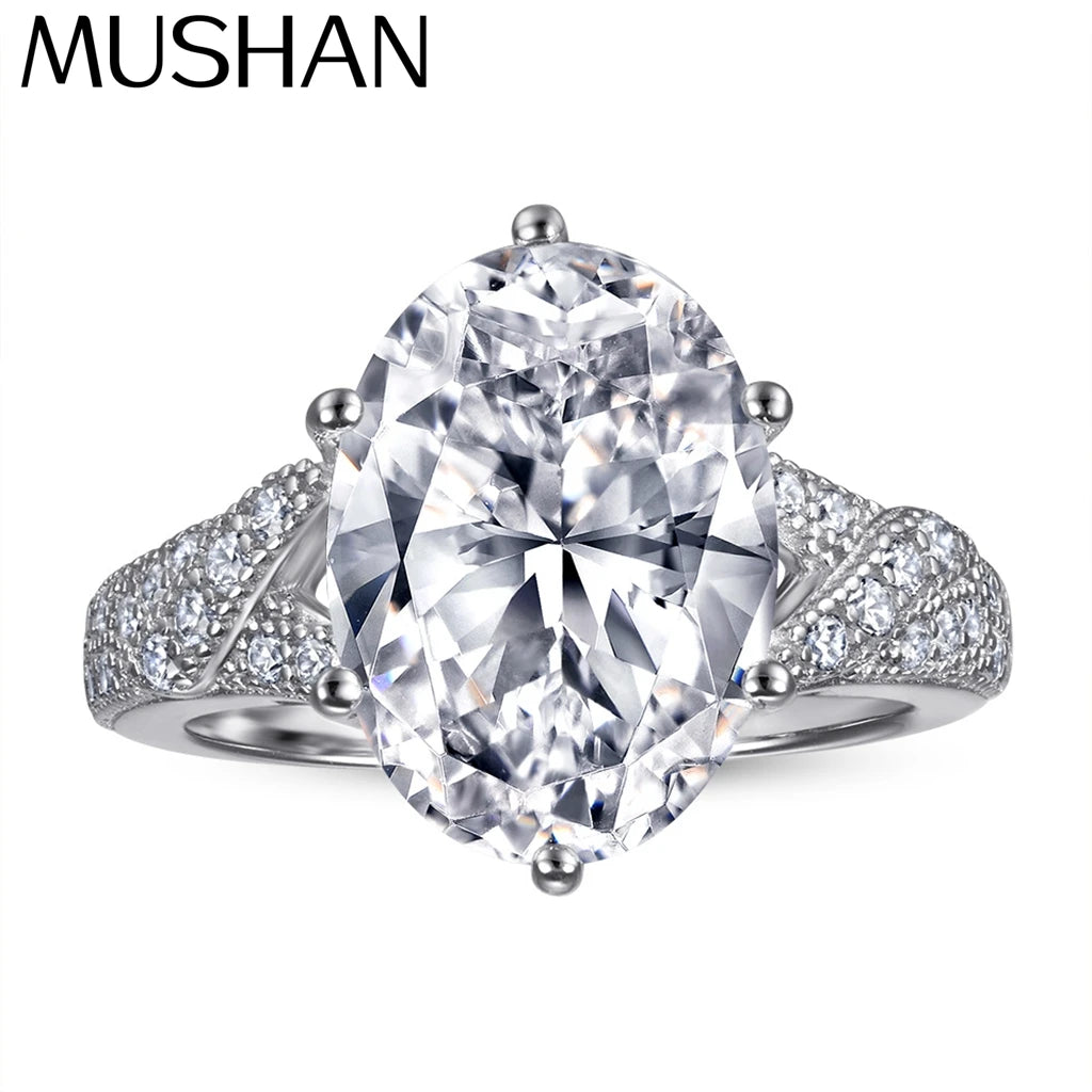 MuShan Jewelry 925 Sterling Silver Romantic Engagement Ring 7A Cubic Zirconia Valentine Delicate Anniversary  Women Gift