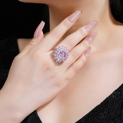 MUSHAN Custom Jewelry 925 Sterling Silver Ring Bands For Women High Carbon Pink Diamond Gemstones s925 Rings Fine Jewelry