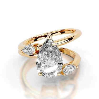 MuShan Designer Jewelry 925 Sterling Silver Ring Round Moissanite Gorgeous Ring Ladies 18K Gold Plated MST Patent Fine Rings