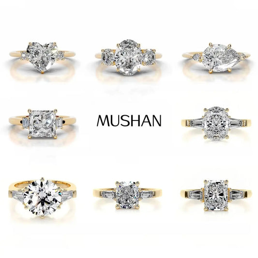 MuShan Luxury Jewelry 925 Sterling Silver Ring Moissanite Diamond Ring Band Women 18K Real Gold Plated MST Jewel GRA Certificate