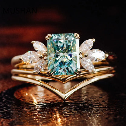 MUSHAN Luxury Custom 14K 18K Gold Rings Band Jewelry With Moissanite Diamond Lab Grown Gemstones Diamond Wedding Ring For Women