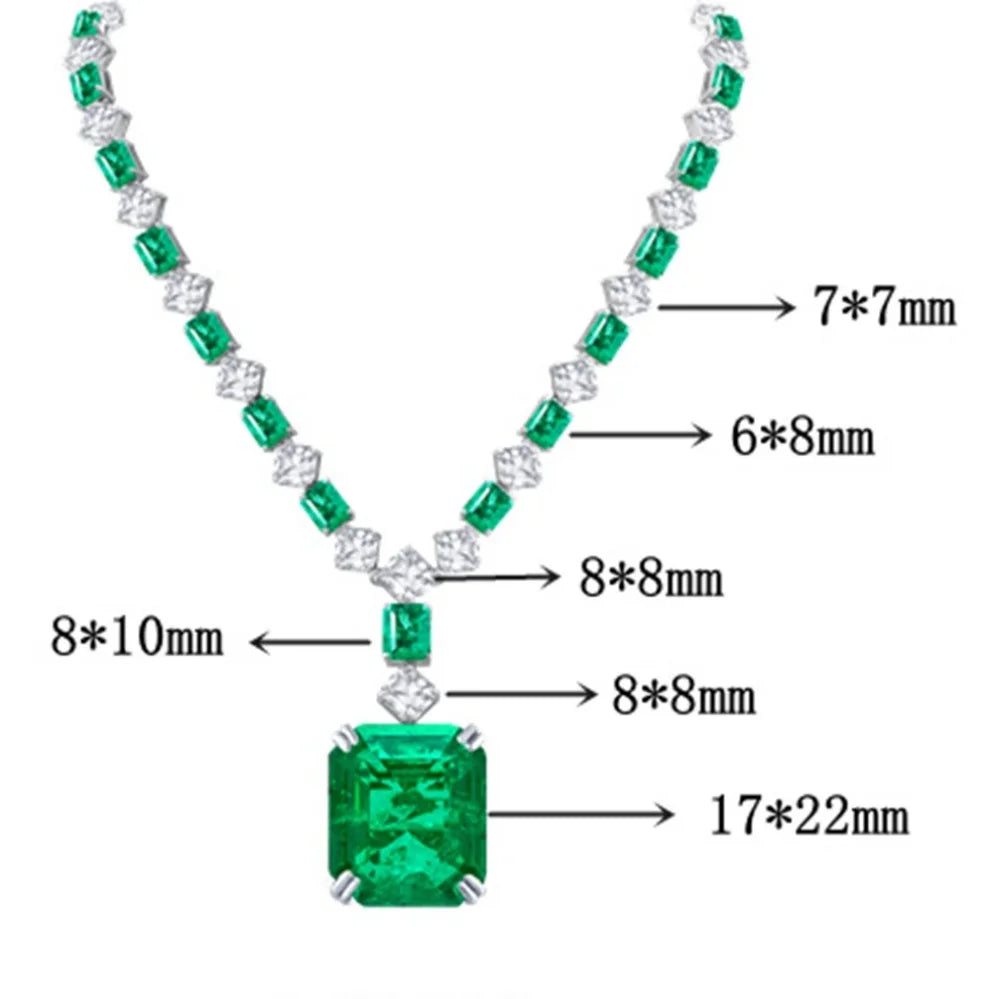MUSHAN Luxury Jewelry 62 Carat Emerald Necklace Pendant For Women 925 Sterling Silver Necklaces Gemstones Pendants Fine Jewelry