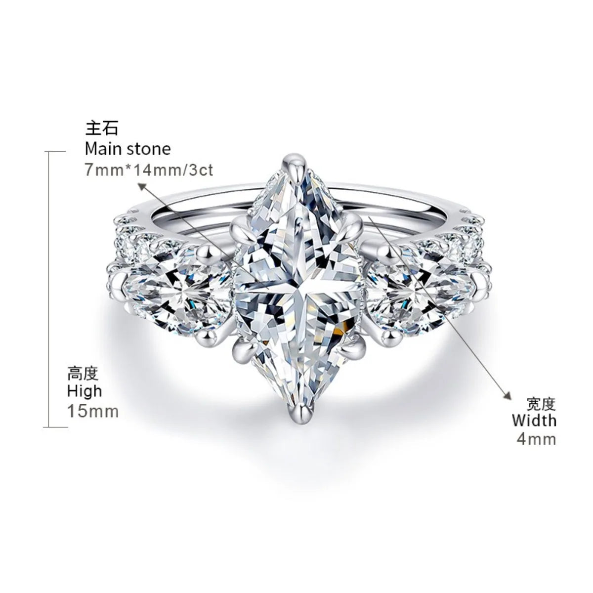 Anillo de banda de plata de ley 925 de MUSHAN Luxury Jewelry para mujer, con diamante de moissanita y esmeralda, color D, con certificado GRA, joyería fina