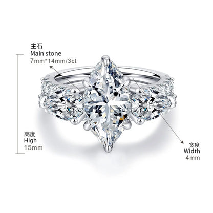 Anillo de banda de plata de ley 925 de MUSHAN Luxury Jewelry para mujer, con diamante de moissanita y esmeralda, color D, con certificado GRA, joyería fina