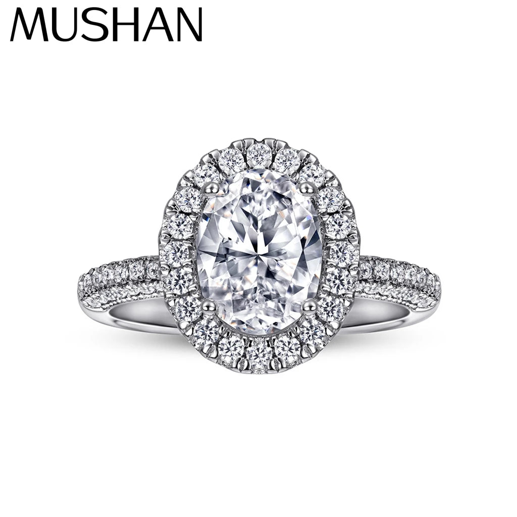 MuShan Jewelry 925 Sterling Silver Rings Bands Wedding Ring 7A Cubic Zirconia Rings Bands Engagement Anniversary  Women Gift