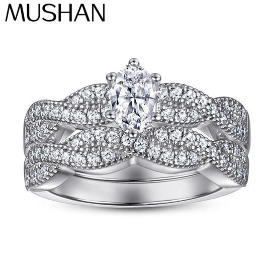 Anillos de plata de ley 925 MuShan Jewelry, anillo de promesa, circonita cúbica 7A, regalo para mujer, aniversario, día de San Valentín