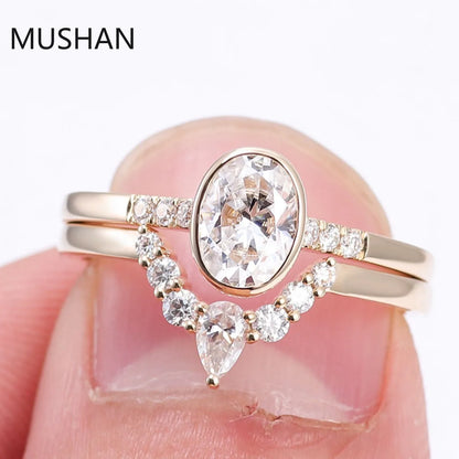 MUSHAN Luxury Custom 14K 18K Gold Rings Band Jewelry With Moissanite Diamond Lab Grown Gemstones Diamond Wedding Ring For Women