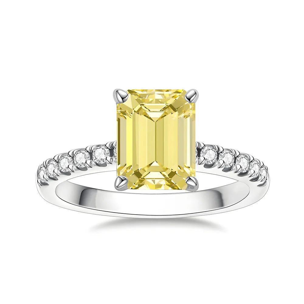MuShan Designer Jewelry 925 Sterling Silver Ring Lab Grown Emerald Round Formal Ring for Women 18K Gold Plated Anniversary Rings