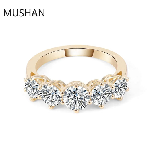 MUSHAN Luxury Custom 14K 18K Gold Rings Band Jewelry With Moissanite Diamond Lab Grown Gemstones Diamond Wedding Ring For Women