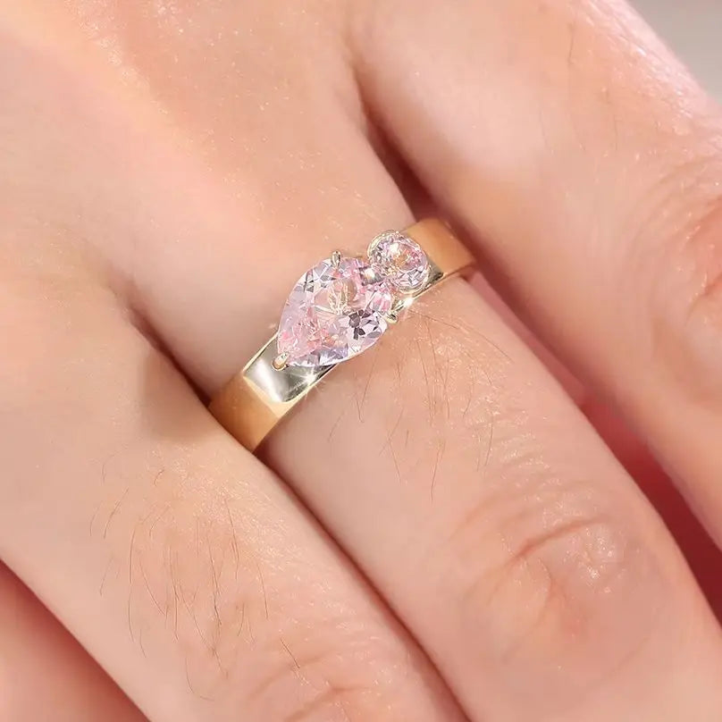 Anillo de joyería personalizada MUSHAN, gema rosa cultivada en laboratorio de 6*8 mm, banda de platino PT950, oro de 10K, 14K, 18K, joyería para mujer, anillos de fiesta y boda
