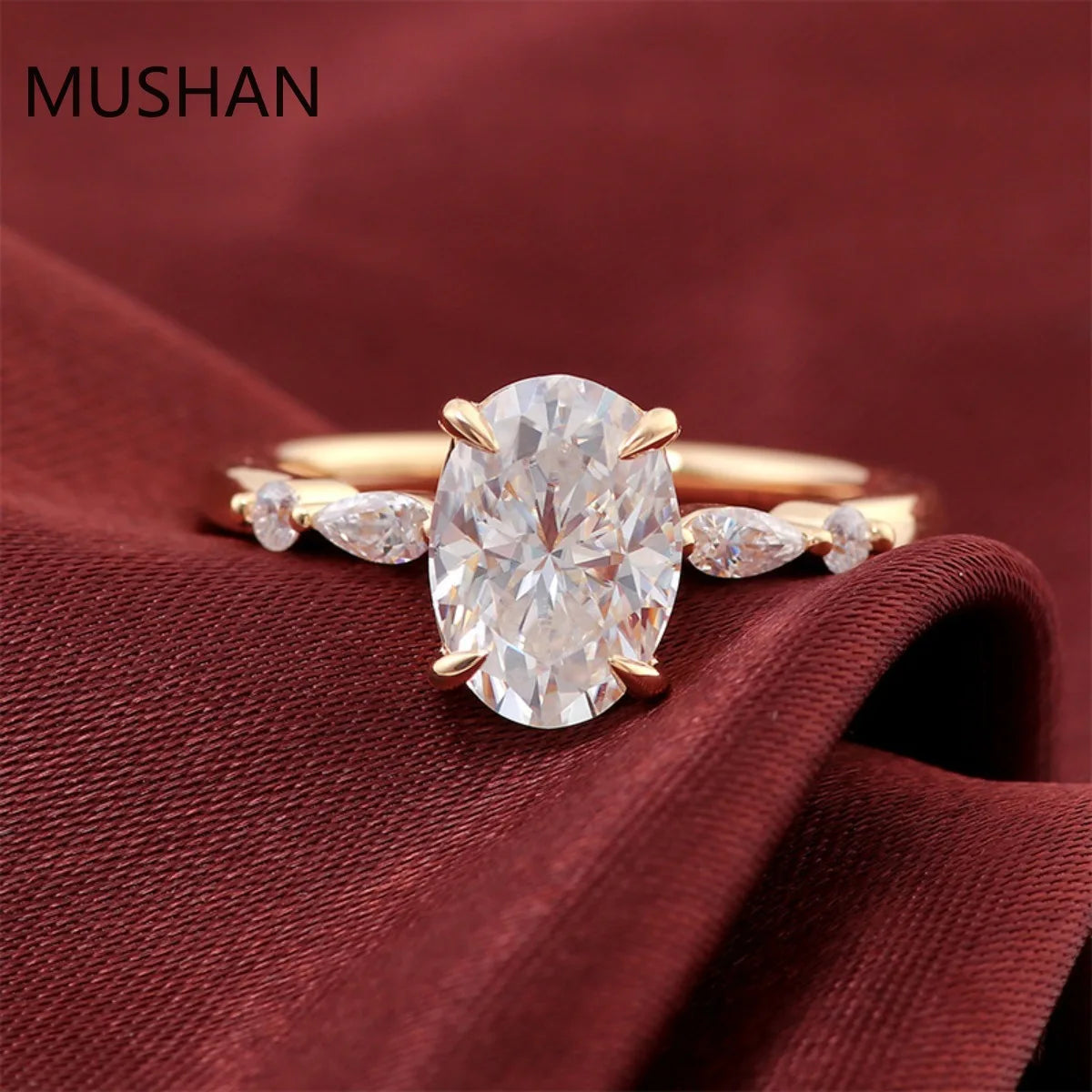 MUSHAN Luxury Custom 14K 18K Gold Rings Band Jewelry With Moissanite Diamond Lab Grown Gemstones Diamond Wedding Ring For Women