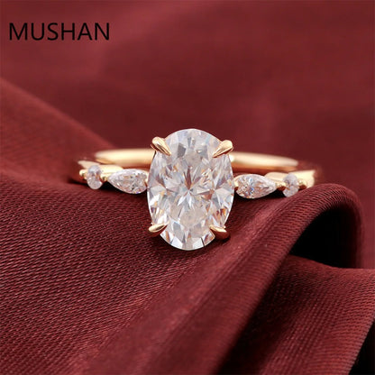 MUSHAN Luxury Custom 14K 18K Gold Rings Band Jewelry With Moissanite Diamond Lab Grown Gemstones Diamond Wedding Ring For Women