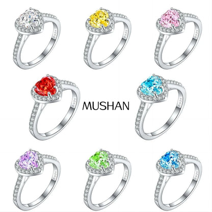 MuShan Jewelry 925 Sterling Silver Ring Wedding Band High Carbon Diamond Daughter Gift Elegant Jewelry Women Rings Fine Jewelry
