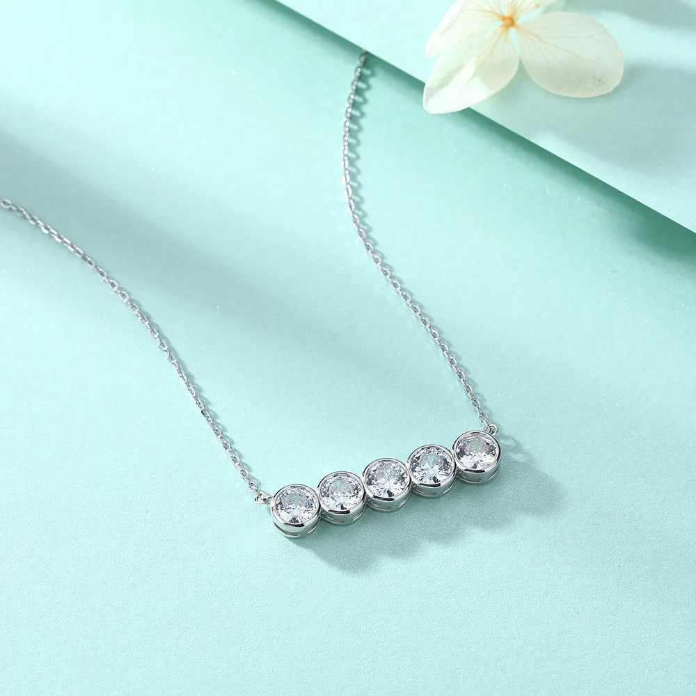 MuShan Jewelry 925 Sterling Silver Necklace Pendant Chain HCD Diamonds Mother Day Gift Girlfriend Gift Women Necklaces Jewelry