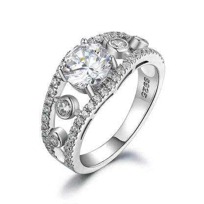 Anillo de plata de ley 925 marca MuShan con circonita cúbica 5A en forma de corazón para novia, joyería fina con baño de oro real de 18K