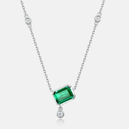MUSHAN Luxury Jewelry 925 Sterling Silver Chain Pendant Necklace Lab Grown Emerald Ruby Gemstones Necklaces Pendants GRC Jewelry