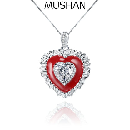 Collar de plata de ley 925 MUSHAN Bespoke Jewelry, collar de compromiso con zafiro rojo de laboratorio en corte cojín para mujer, bañado en oro de 18K
