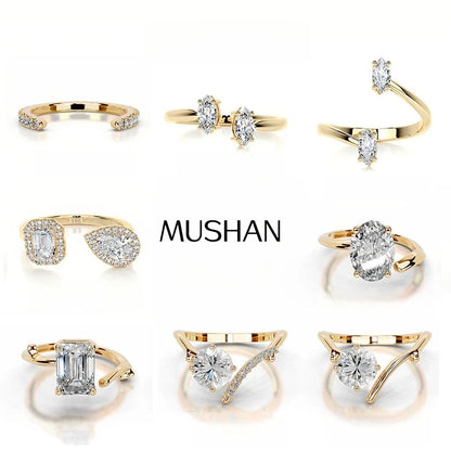 MuShan Brand Jewelry 925 Sterling Silver Rings VVS Moissanite Diamond Ring Ladies 18K Real Gold Plated MST Patent Jewellery