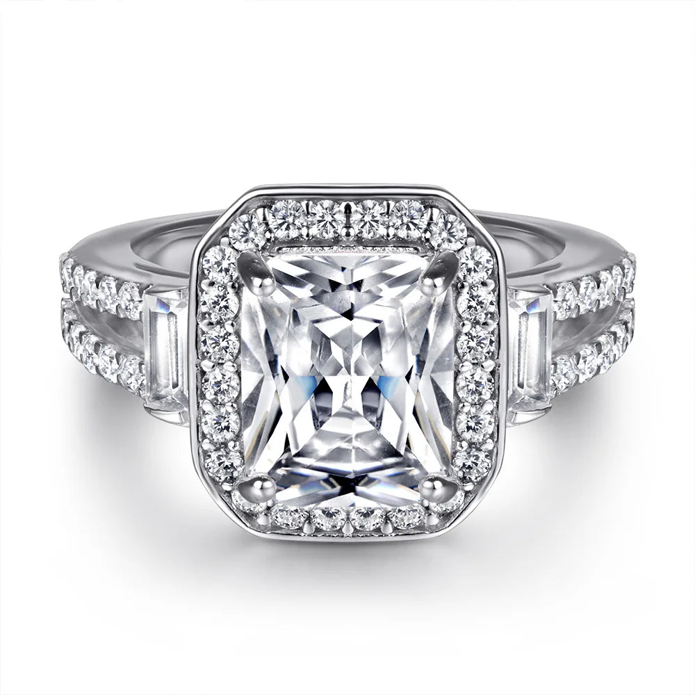 MuShan Jewelry 925 Sterling Silver Rings Bands Engagement Ring 5A Cubic Zirconia Romantic Rings Bands Anniversary  Women Gift