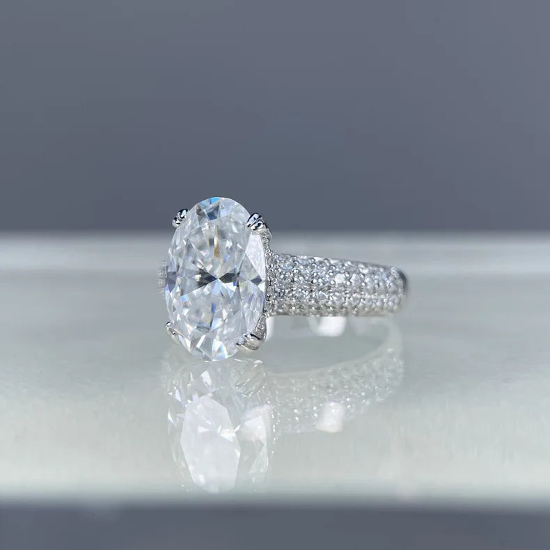 Anillo de diamantes de moissanita Mushan Luxury Jewelry, forma de huevo de paloma, 4.5 quilates, 8x12 mm, para mujer, de plata de ley 925, anillo de diamantes de precisión