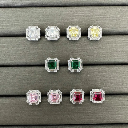 MUSHAN Brand Jewelry 2023 New 6*6mm Asche Square Sugar Stud Earrings For Women S925 Pure Silver Ear Jewelry Fashionable