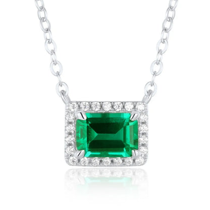 MUSHAN Luxury Jewelry 925 Sterling Silver Chain Pendant Necklace Lab Grown Emerald Ruby Gemstones Necklaces Pendants GRC Jewelry
