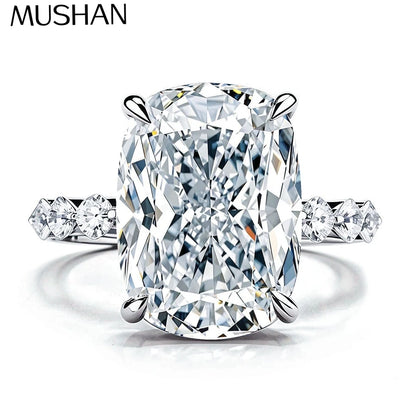 Anillo de plata de ley 925 de MuShan Luxury Jewelry con moissanita VVS, encantador anillo para pareja, chapado en oro de 18 quilates, anillos con patente MST y certificado GRA