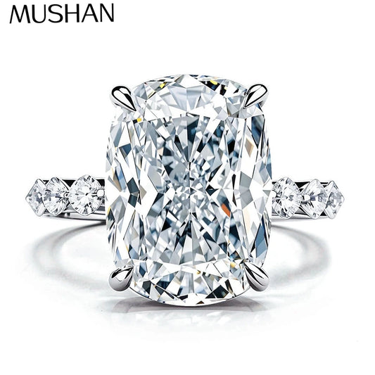 MuShan Luxury Jewelry 925 Sterling Silver Ring VVS Moissanite Charming Ring for Partner 18K Gold Plated MST Patent GRA Rings