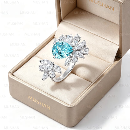 Bague de fiançailles MUSHAN Bespoke Jewelry en argent sterling 925 avec rubis rouge de laboratoire ovale pour femme, plaqué or 18 carats, avec certificat GRC