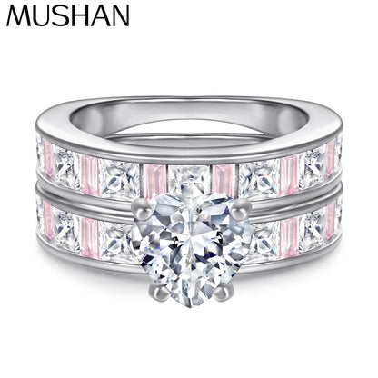 MuShan Jewelry 925 Sterling Silver Rings Bands Engagement Ring 7A Cubic Zirconia Romantic Rings Bands Rings Bands  Women Gift