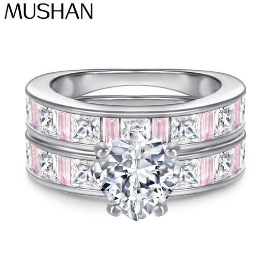 Anillos de compromiso de plata de ley 925 de MuShan Jewelry, bandas con circonita cúbica 7A, anillos románticos, regalo para mujer