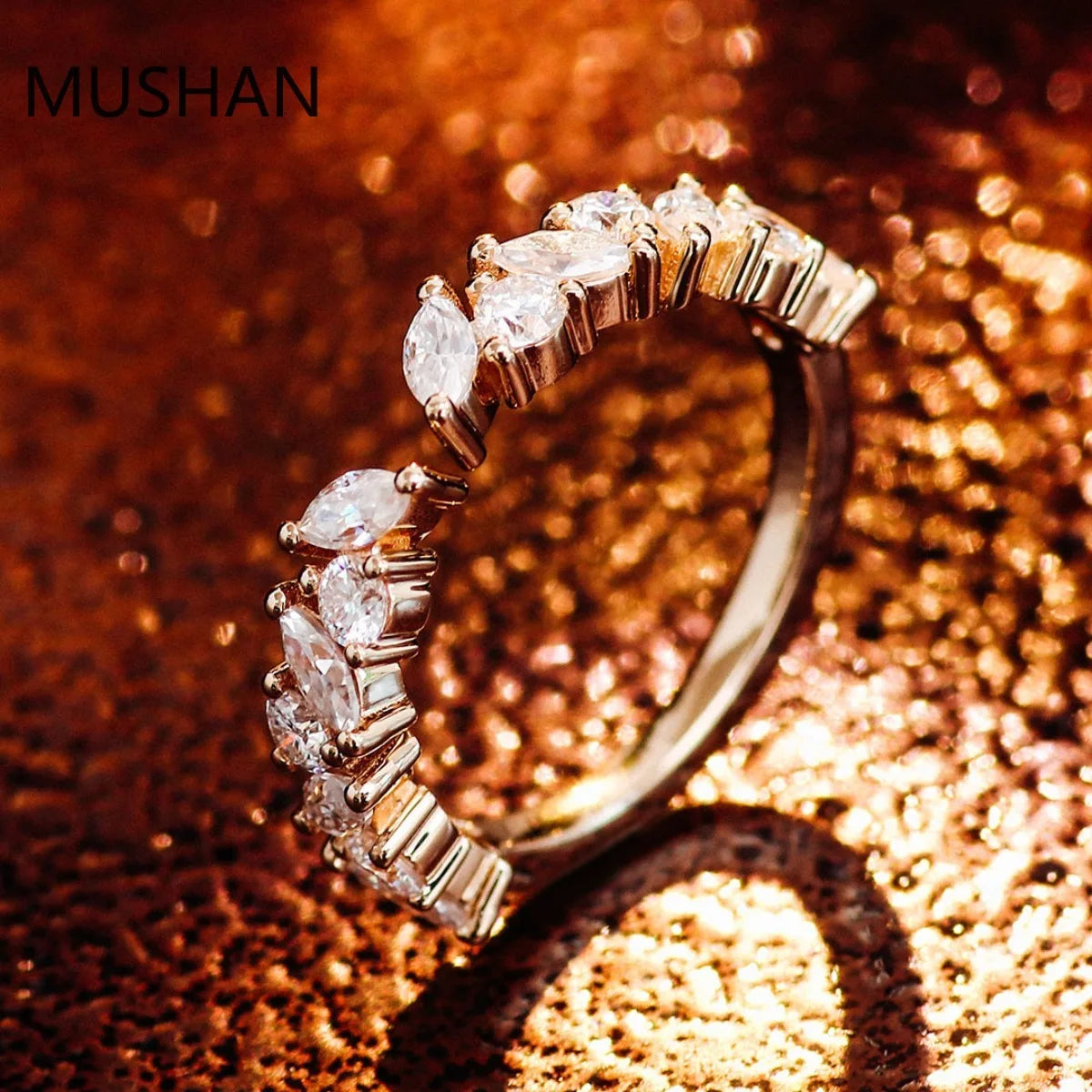 MUSHAN Luxury Custom 14K 18K Gold Rings Band Jewelry With Moissanite Diamond Lab Grown Gemstones Diamond Wedding Ring For Women