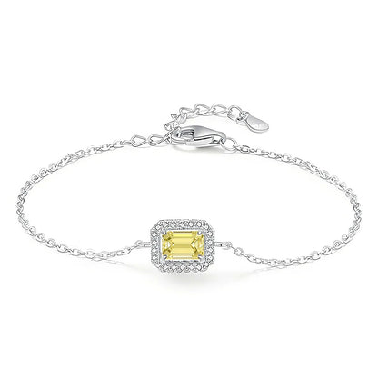 MuShan Jewelry 925 Sterling Silver Bracelet Lab Grown Ruby Radiant Dainty Gift for Women 18K Gold Plated Anniversary Bangle