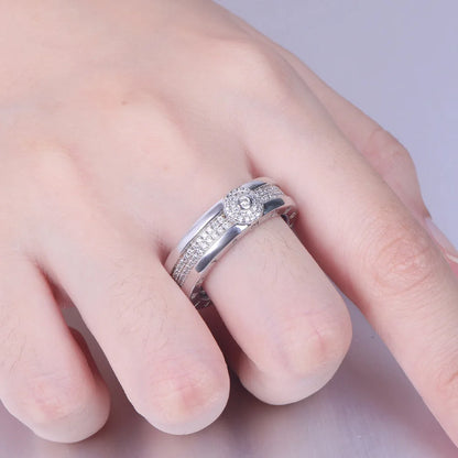 MuShan Jewelry 925 Sterling Silver Rings Bands Engagement Ring 7A Cubic Zirconia Elegant Delicate Anniversary  Women Gift