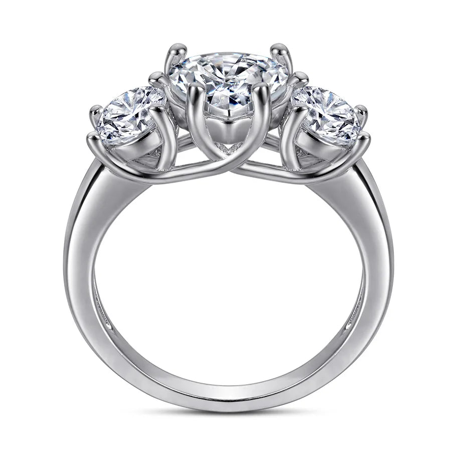 MuShan Jewelry 925 Sterling Silver Rings Bands Engagement Ring 5A Cubic Zirconia Valentine Premium Anniversary  Women Gift