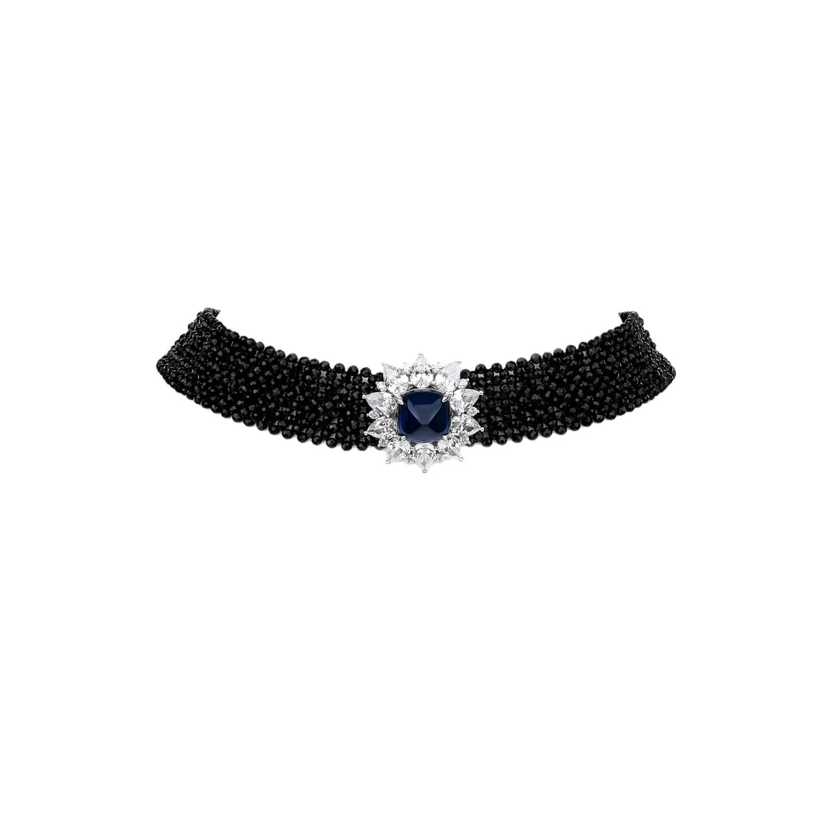 MuShan Luxury Jewelry 925 Sterling Silver Necklace Lab Grown Sapphire Asscher Statement Necklace for Women 18K Gold Plated Neckl